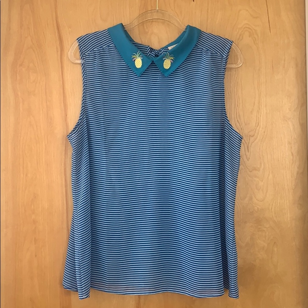 {ModCloth} Blue/White Stripe Blouse w/ Pineapples